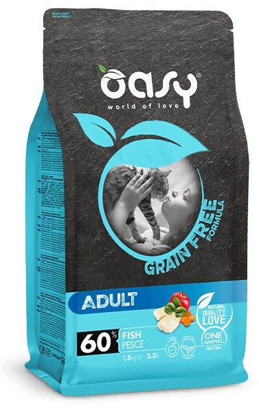 Oasy Grain Free Formula Adult Pesce Cibo Secco per Gatti 7,5kg