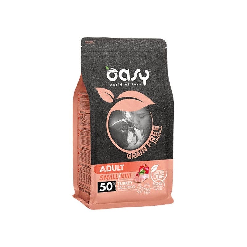 Oasy Grain Free Adult Small & Mini Con Tacchino Per Cani Adulti 800g