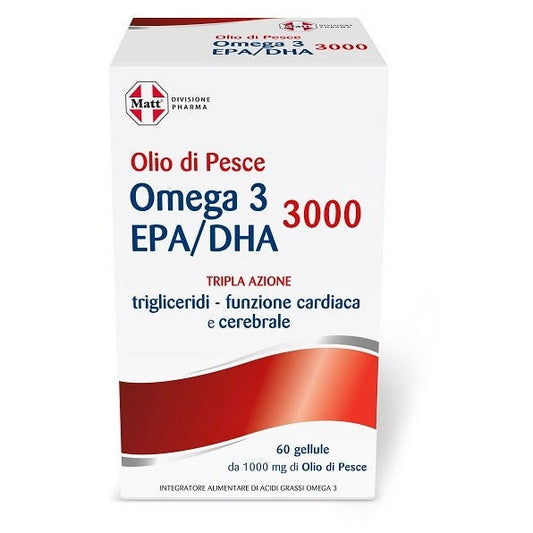 Matt Pharma Olio Di Pesce Omega 3 Epa/Dha 3000 Tripla Azione 60 Gellule