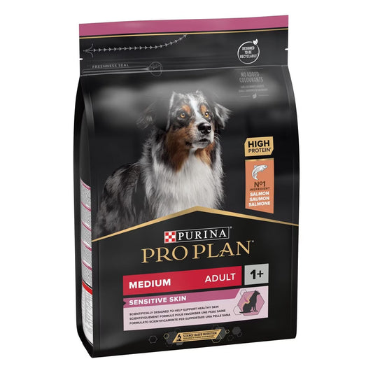 Purina Pro Plan Medium Adult Sensitive Skin Cibo Secco Con Salmone Cani Adulti Taglia Media 3kg