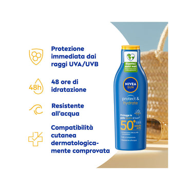 Nivea Sun Latte Solare Protect & Hydrate Fp50+ Crema Solare Idratante in Formato Viaggio 100ml