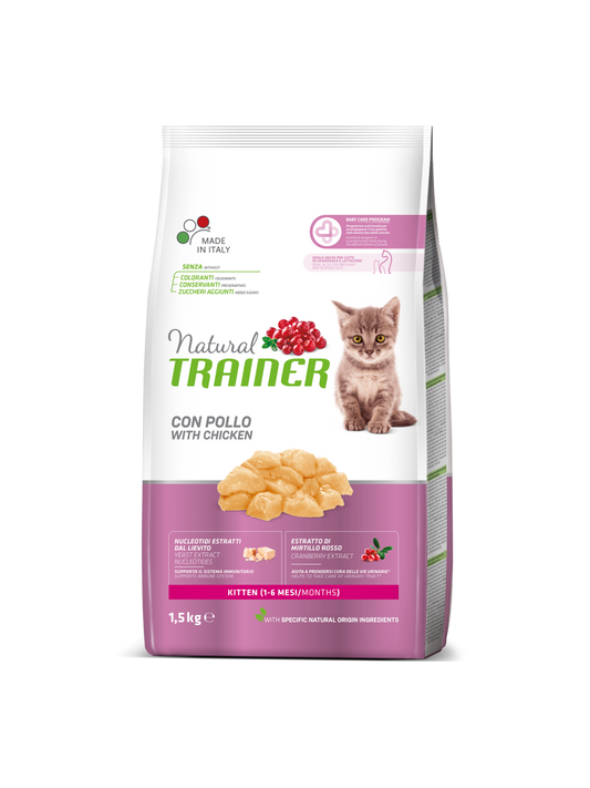 Natural Trainer Kitten Crocchette Con Pollo Per Gatti Cuccioli Sacco 1,5kg