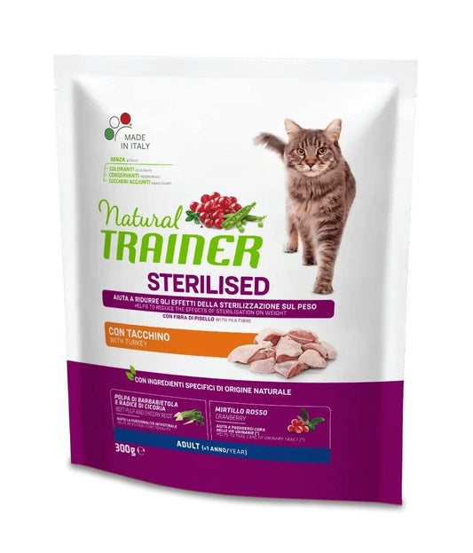 Natural Trainer Sterilised Crocchette Con Tacchino Per Gatti Adulti Sacco 300g