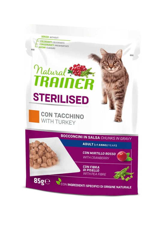 Natural Trainer Sterilised Cibo Umido Tacchino Per Gatti Adulti 85g