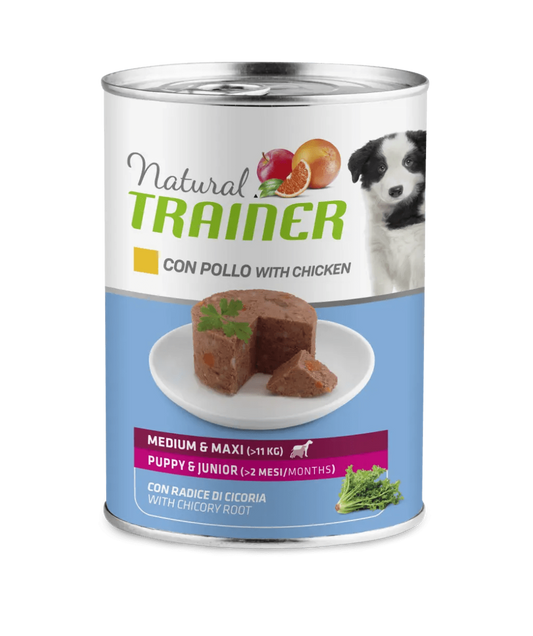 Natural Trainer Maintenance Medium E Maxi Per Cani Cuccioli Umido Pollo Lattina 400g