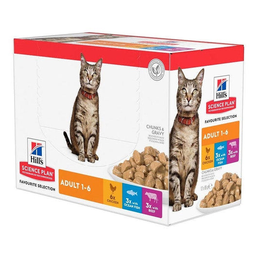 Hill's Science Plan Multipack Cibo Umido Per Gatti Adulti 12 Bustine Da 85g