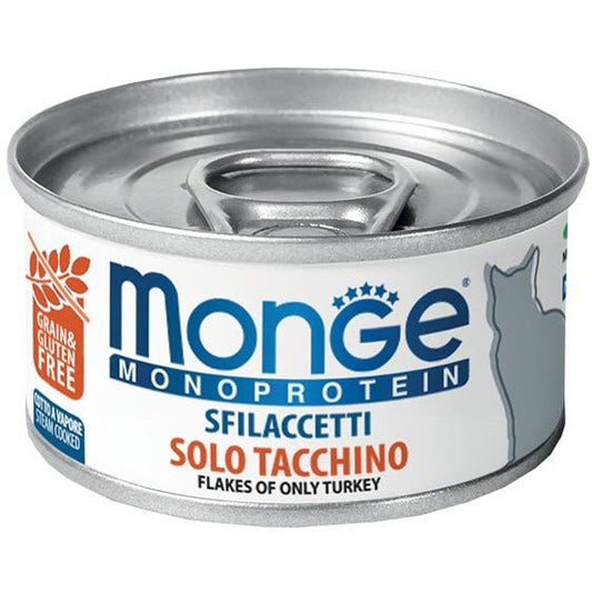 Monge Monoprotein Sfilaccetti Solo Tacchino Cibo Umido Per Gatti Adulti 80g