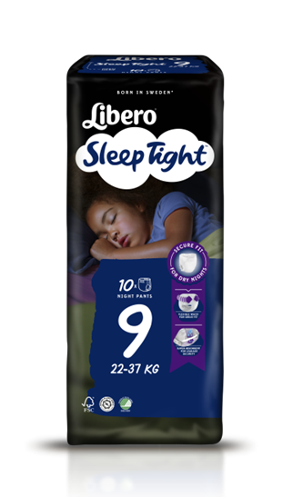 Libero SleepTight 9 Pannolini Da Notte Per Bambini 22-37kg 10 Pezzi