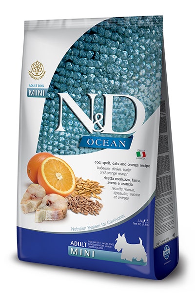 Farmina Natural & Delicious Ocean Adult Mini Con Merluzzo Farro Avena E Arancia Per Cani Adulti 800g