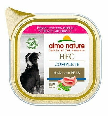 Almo Nature HCF Complete Prosciutto Con Piselli Per Cani Adulti Vaschetta 85g