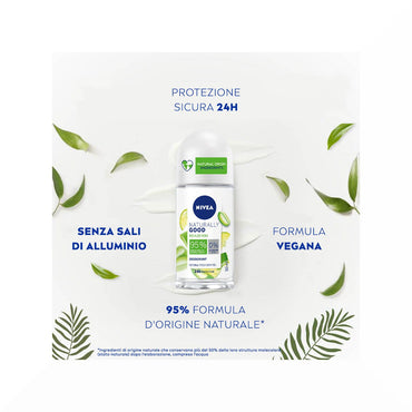 Nivea Naturally Good Aloe Vera Deodorante Roll On Deodorante Con Aloe Vera Bio 0% Alluminio 50ml
