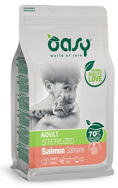 Oasy Lifestage Adult Sterilized Salmone Cibo Secco Per Gatti 7,5kg
