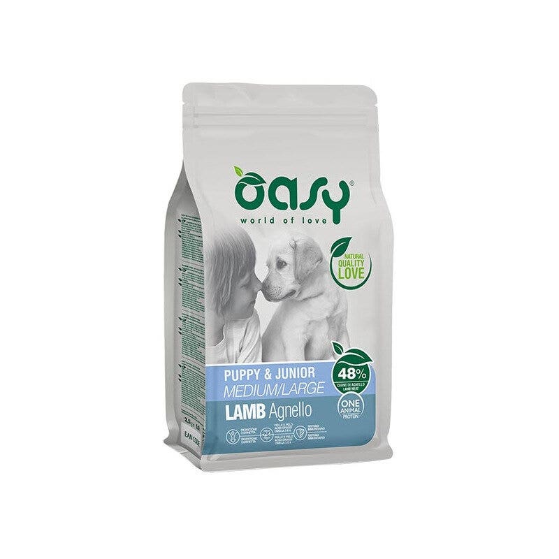 Oasy One Animal Protein Puppy & Junior Medium & Large Con Agnello Per Cani Cuccioli 2.5kg