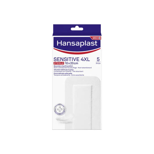 Hansaplast Cerotti Sensitive 4XL Medicazione Per Ferite Medio Grandi 5 Pezzi 10x20cm