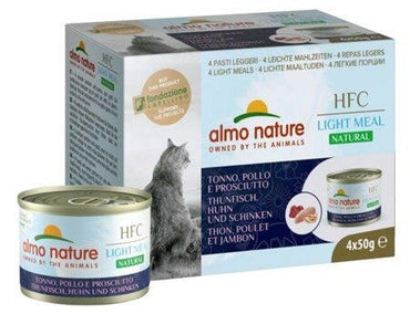 Almo Nature Natural Light Meal Cibo Umido Tonno Pollo E Prosciutto Per Gatti Adulti 4x50g