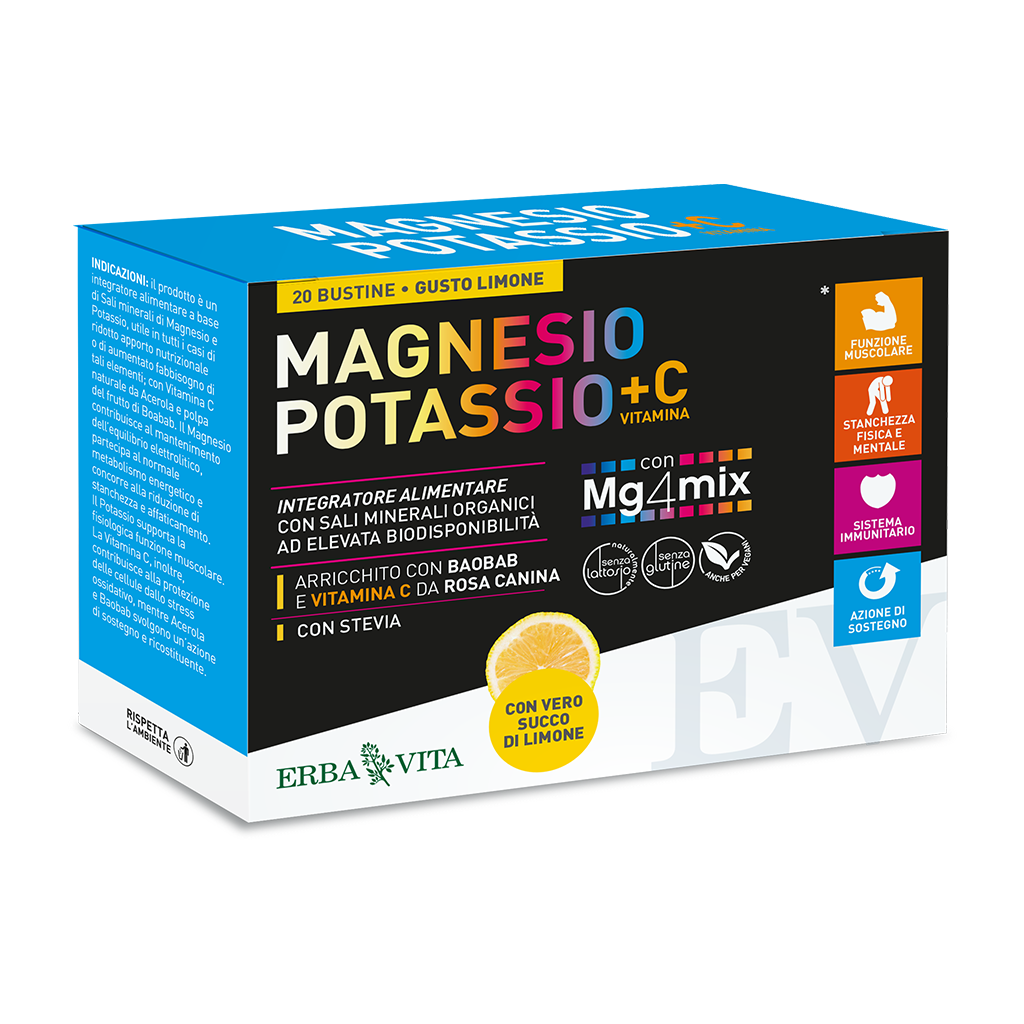 Erba Vita Magnesio E Potassio+Vitamina C Gusto Limone 20 Bustine