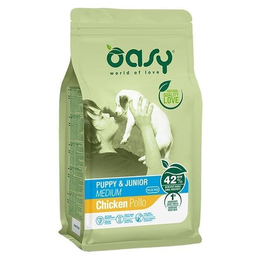 Oasy Lifestage Puppy & Junior Medium Pollo Cibo Secco Per Cani 12 Kg