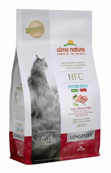 Almo Nature HFC Longevity Cibo Secco Maiale Per Gatti Adulti Sterilizzati Sacco 1,2kg