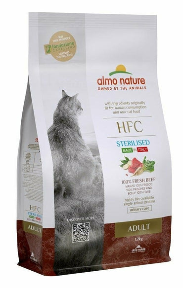 Almo Nature HFC Cibo Secco Manzo Per Gatti Adulti Sterilizzati Sacco 1,2kg