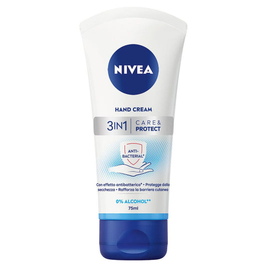 Nivea Crema Mani 3in1 Care & Protect Con Effetto Antibatterico Crema Antibatterica Mani 75ml