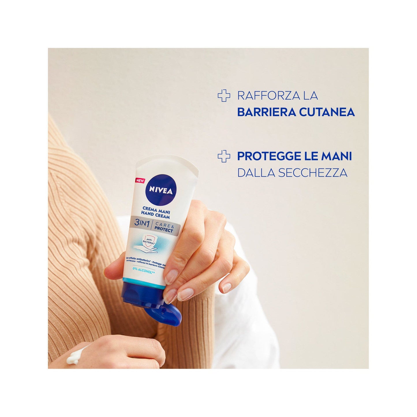 Nivea Crema Mani 3in1 Care & Protect Con Effetto Antibatterico Crema Antibatterica Mani 75ml