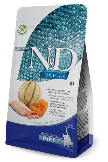 Farmina N&D Ocean Merluzzo E Gamberetto Gatti Cuccioli Sacco 300g