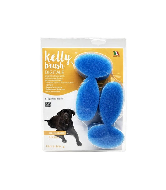 Kelly Brush Kit Digitale Spugne Morbide Antiplacca Taglia Grande Per Cani 8 Applicazioni