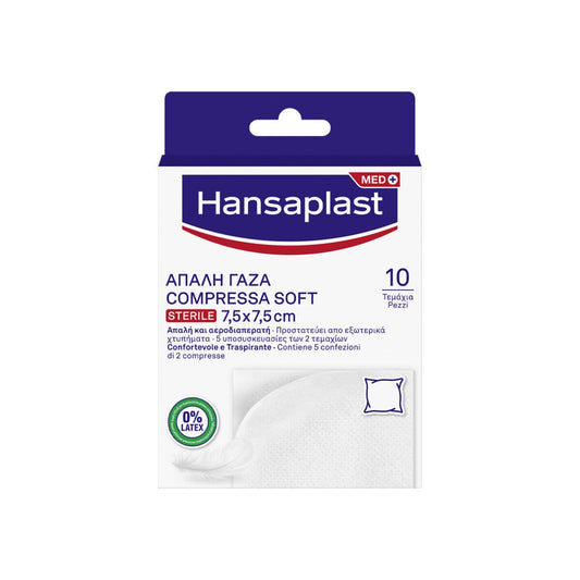 Hansaplast Compressa Soft Garze Sterili Per Ferite Postoperatorie 10 Pezzi 7,5x7,5cm