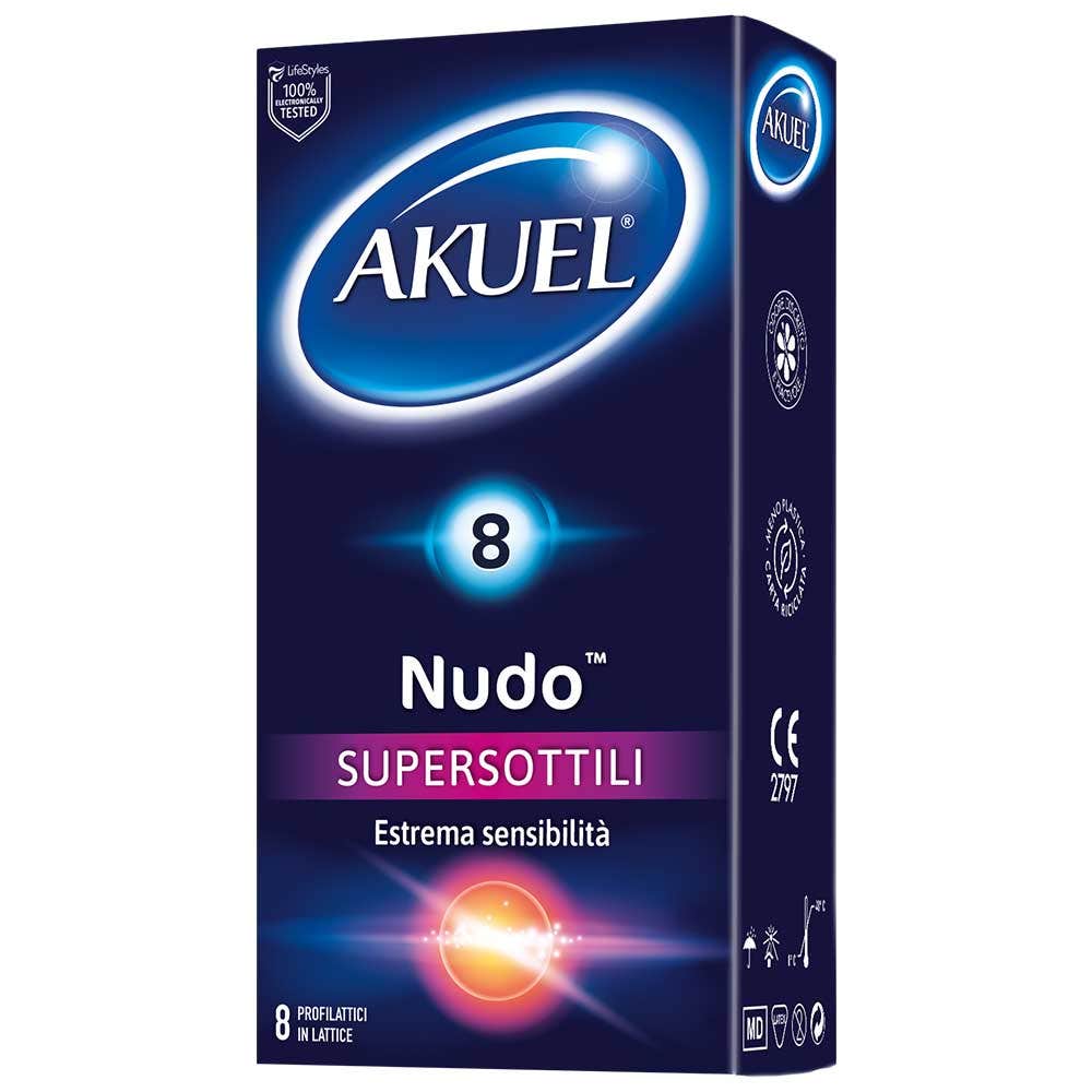 Akuel Nudo Profilattico Super Sottile 8 Pezzi