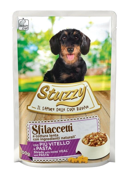 Stuzzy Cane Adulto Sfilaccetti con Vitello e Pasta 100g