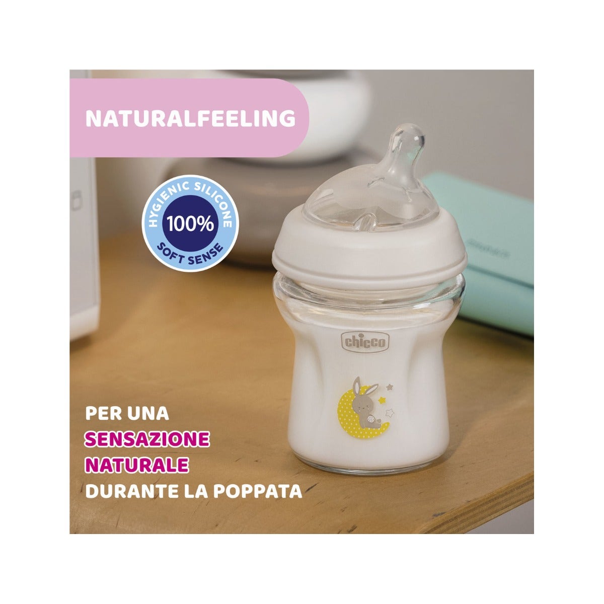 Chicco Biberon In Vetro Natural Feeling Flusso Lento 0 Mesi+ 150ml