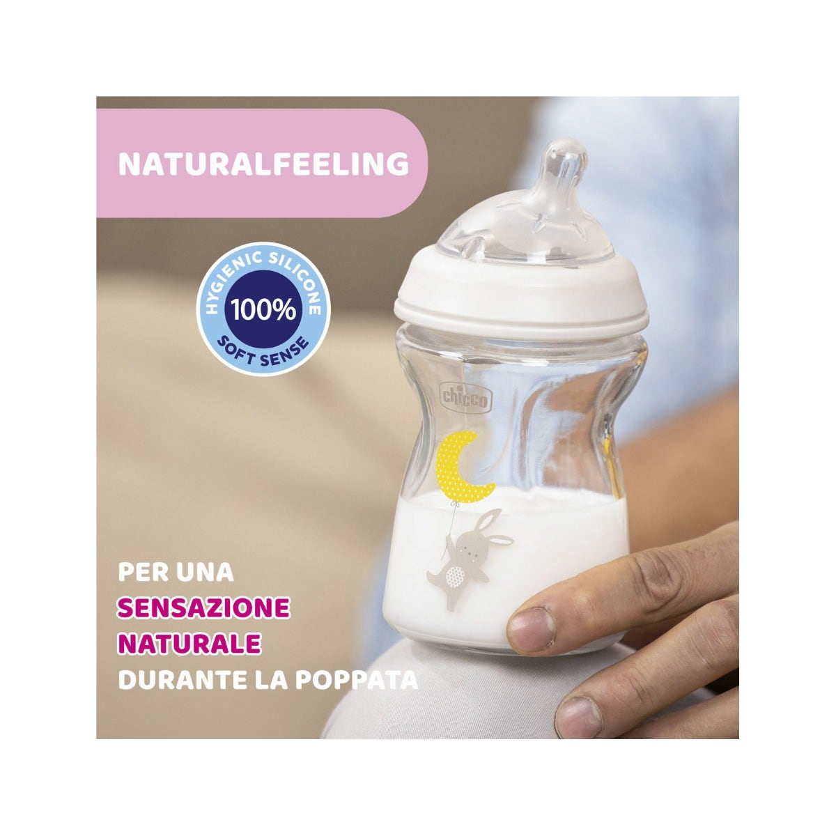Chicco Biberon In Vetro Natural Feeling Flusso Lento 250ml 0M+