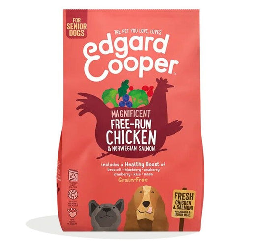 Edgard & Cooper Senior Pollo Allevato A Terra E Salmone Norvegese Senza Cereali Crocchette per Cani 2,5kg