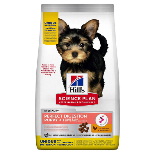 Hill's Science Plan Perfect Digestion Crocchette Pollo E Riso Integrale Per Cani Cuccioli Taglia Small Sacco 1,5 Kg