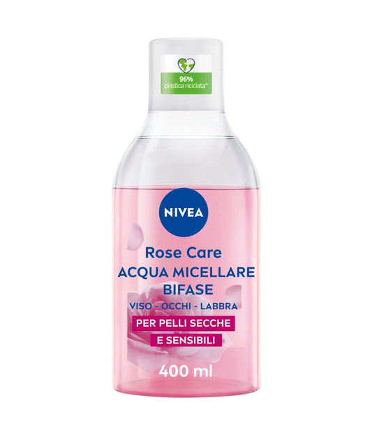 Nivea Rose Care Acqua Micellare Bifase Detergente Viso E Occhi Struccante Lenitivo 400ml