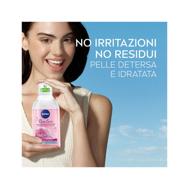 Nivea Rose Care Acqua Micellare Bifase Detergente Viso E Occhi Struccante Lenitivo 400ml