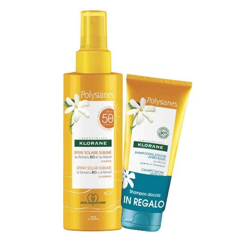 Klorane Polysianes Olio al Tamanu Bio e Monoï 200ml + Shampoo Doccia Doposole al Monoï 75ml