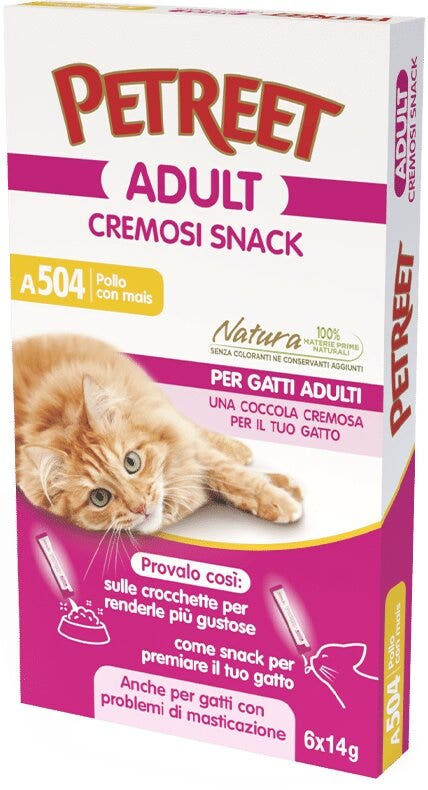 Petreet Snack Pollo Con Mais Cibo Umido Gatto Adulto 6 Bustine