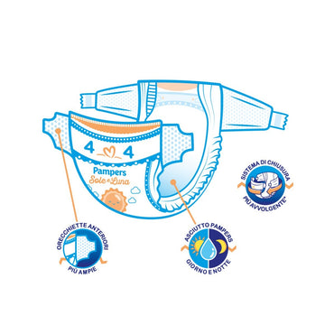 Pampers Sole e Luna Pannolini Taglia 4 Maxi (7-18 kg) 17 Pezzi