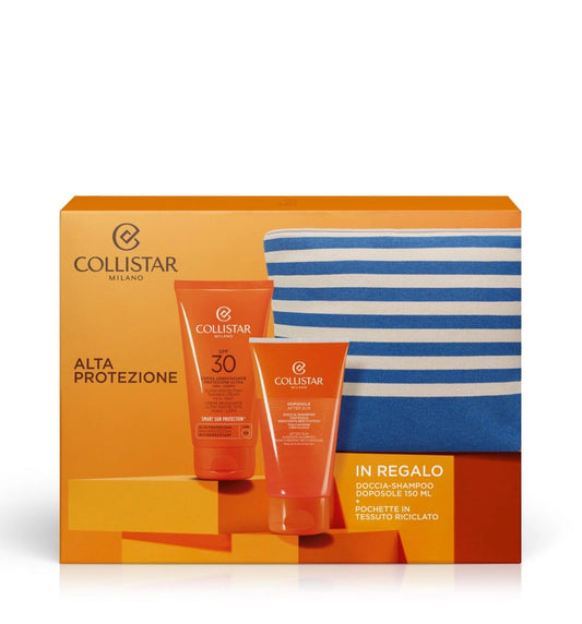Collistar Cofanetto Crema Abbronzante Viso-Corpo SPF 30 + Doccia-Shampoo Doposole + Pochette