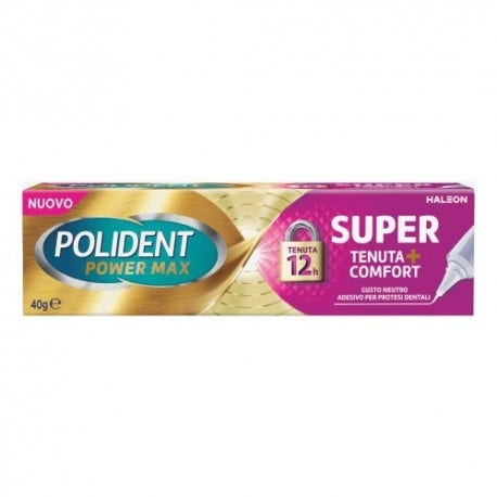 Polident Super Tenuta + Comfort Adesivo Per Protesi Dentale Tenuta Giornaliera Gusto Neutro 40g