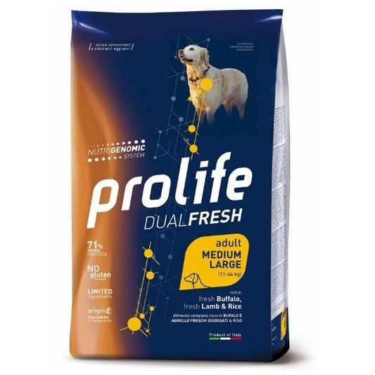 Prolife Dog Dual Fresh Adult Medium/Large Buffalo Lamb & Rice 12Kg