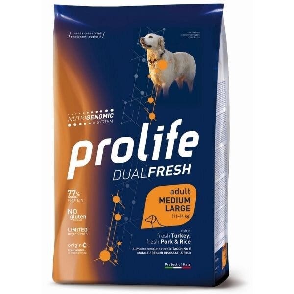 Prolife Dog Dual Fresh Adult Medium/Large Turkey Pork & Rice 2,5Kg