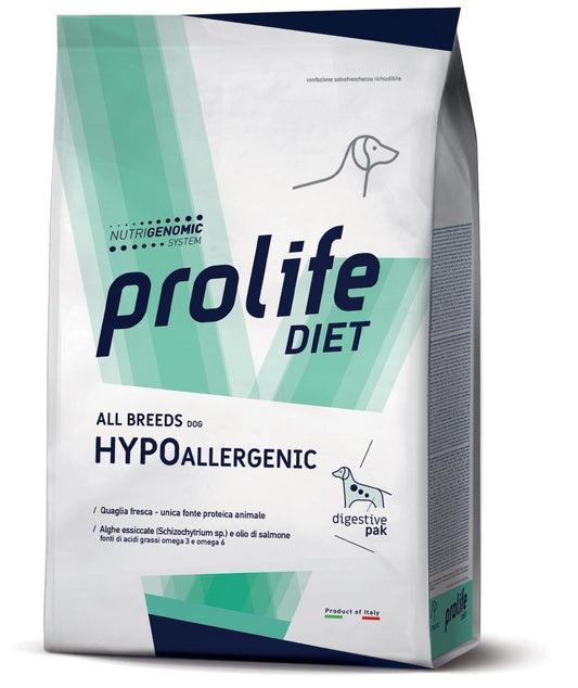 Prolife Dog Diet Hypoallergenic Quaglia Cibo Secco Per Cani All Breeds 8kg