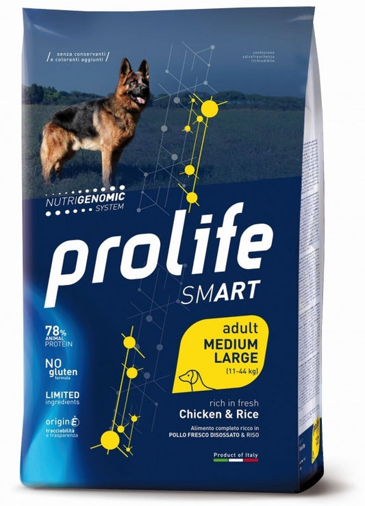 Prolife Dog Smart Chicken & Rice Cibo Secco Per Cani Adulti Taglia Media/Grande Sacco 12 Kg