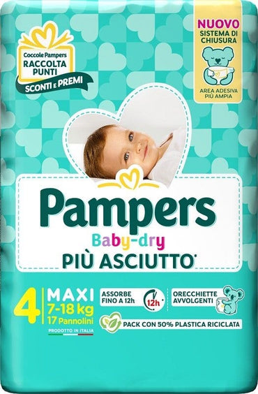 Pampers Babydry Taglia 4 Maxi (7-18 Kg) 17 Pezzi