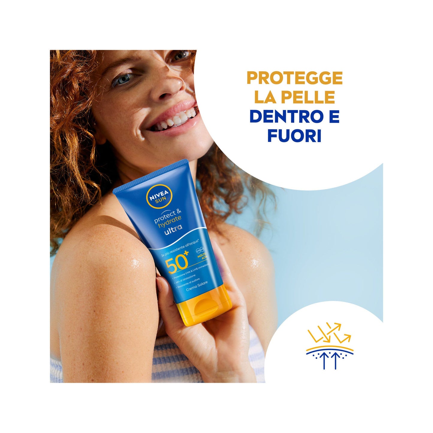 Nivea Sun Latte Solare Protect & Hydrate Ultra Fp50+ Crema Solare Resistente All'Acqua 200ml