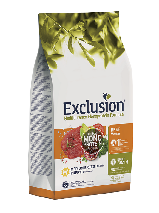 Exclusion Mediterraneo Monoprotein Noble Grain Puppy Beef Medium 12kg