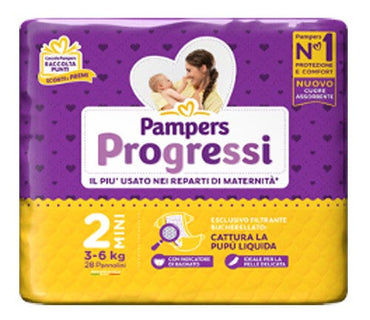 Pampers Progressi Taglia 2 Mini (3-6 kg) 28 Pezzi