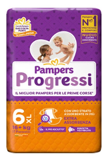 Pampers Progressi Taglia 6 XL (16+ kg) 17 Pezzi